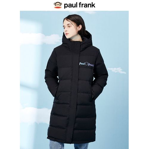 paul frank羽绒服,大嘴猴羽绒服 2022潮流paul frank/大嘴猴2021冬季羽绒服女中长款连帽休闲简约【1月