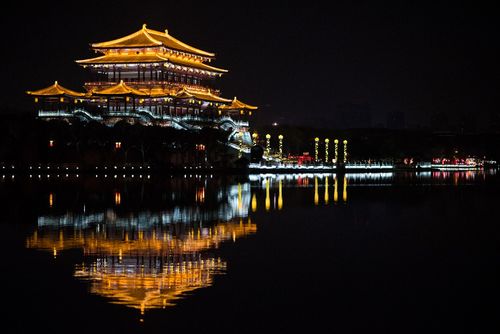 陕西西安大唐芙蓉园美丽夜景