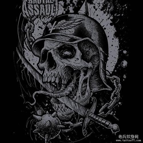 骷髅匕首纹身手稿