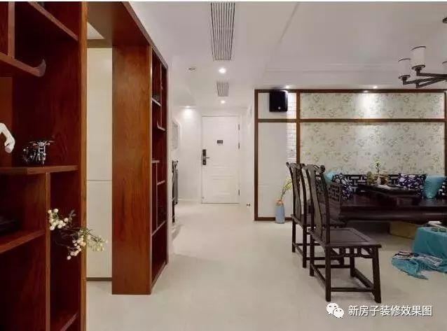 6万块装修97㎡新中式房子,我最爱大理石电视墙,博古架