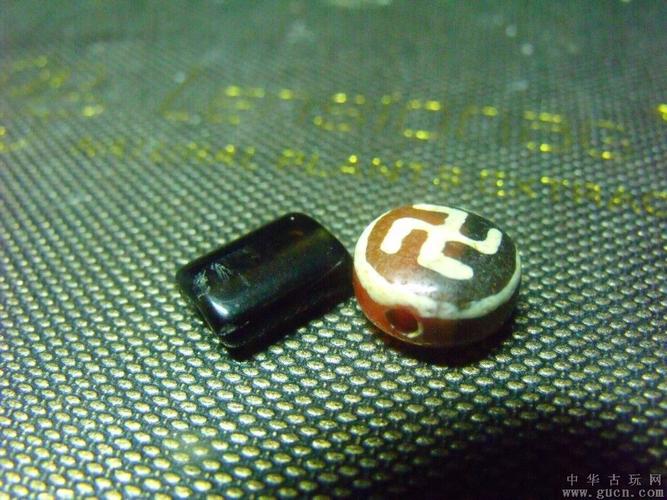老天珠万字纹天珠老茶晶扁珠一起x055