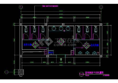 某商场卫生间建筑全套cad平面施工图