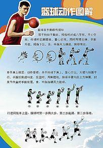 篮球动作图解学校展板