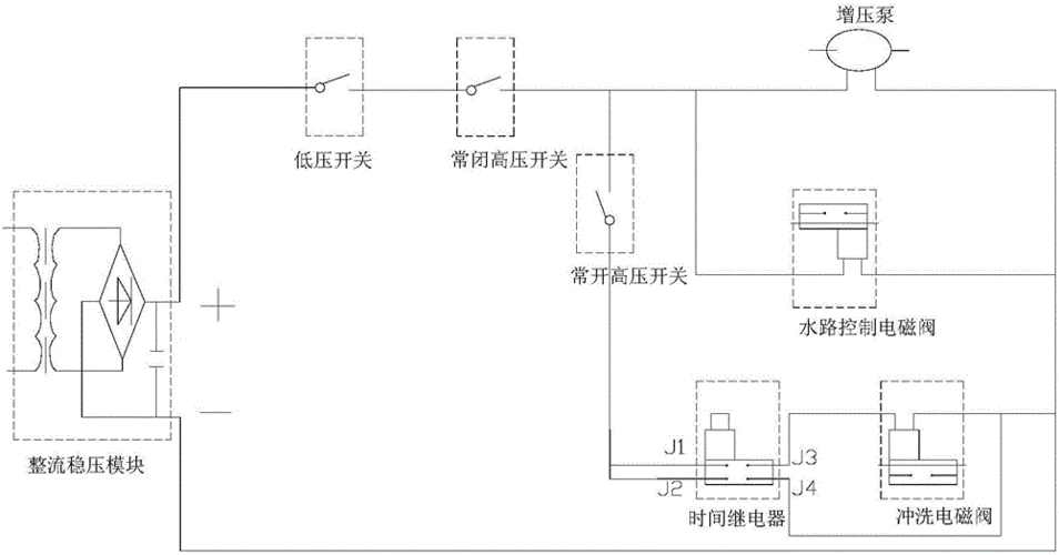 技术介绍 现有技术的纯水机控制电路接通电路后,增压泵和水流控制