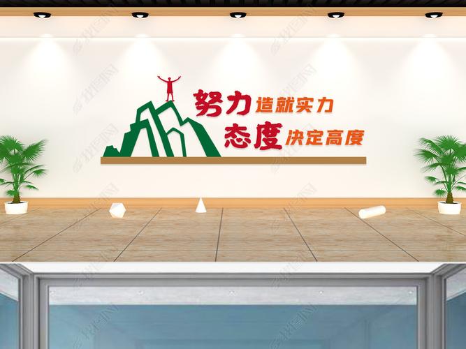 原创文化墙-企业标语-努力造就实力态度决定高度-版权可商用