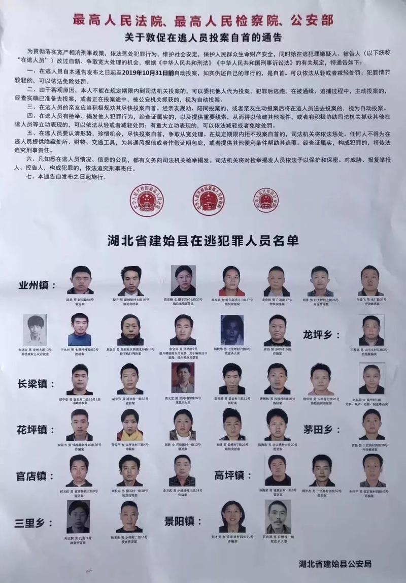 恩施发布37名在逃人员名单照片,见到请立即报警!