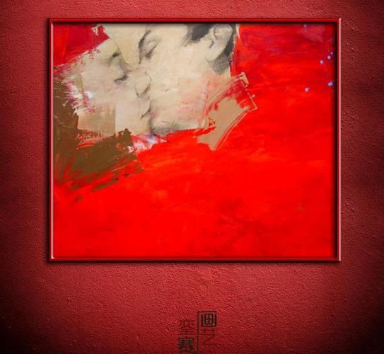 股市全红宴系列红色恋人人物纯手绘油画 新婚家居挂画装饰画油画 查看