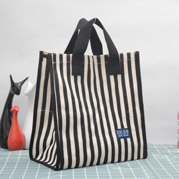 帆布手提包女环保布袋子宽底手提袋大容量防水外出购物袋拎包大号黑色