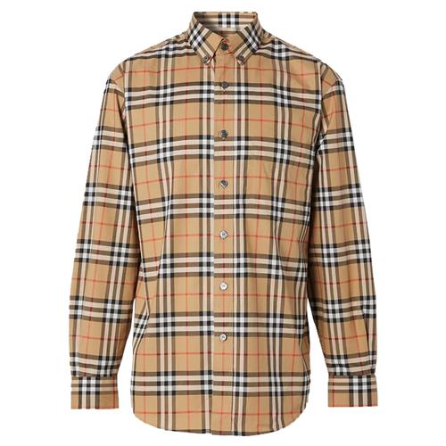 巴宝莉burberry男装衬衫长袖衬衣格子衬衣奢侈品领尖扣衣领vintage格