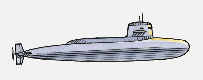 美术,水彩,水彩画,高雅,海军,潜艇,潜水艇,核动力潜艇,核潜艇,军用
