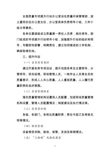 全面质量专项提升行动方案模板