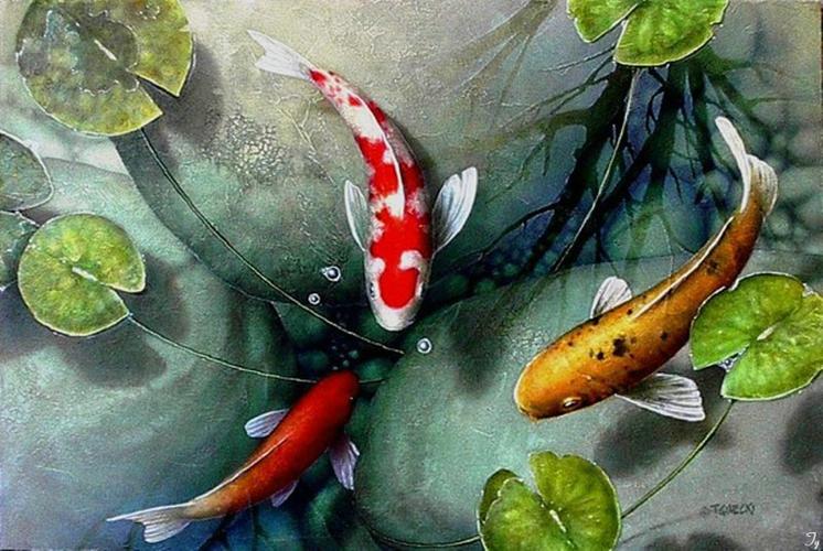 【怒波·鱼】:terry gileckiy 写实绘画作品《锦鲤》 - 君子之交的