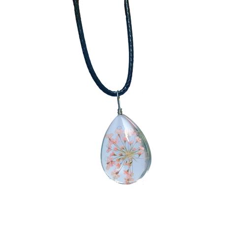 植物标本项链干花水滴形满天星雪珠花玻璃批发手工真花吊坠饰品