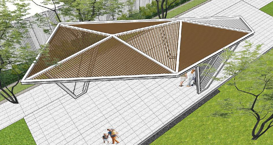 现代异形景观廊架24su模型