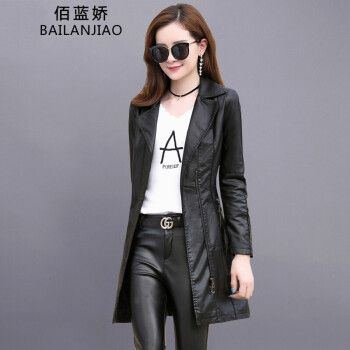 皮衣女中长款2021春装新款春季女装春秋时尚气质韩版修身女士大码机车