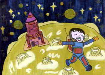 《月球之旅》儿童画作品欣赏