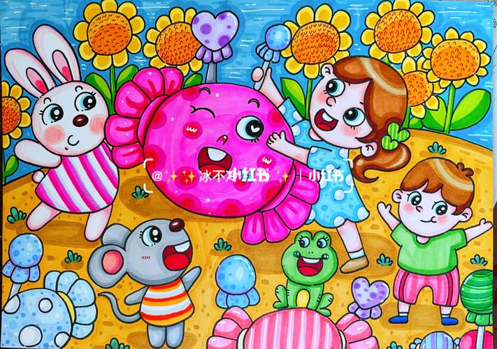 儿童画马克笔(糖果主题)_儿童画_糖果_马克笔_文化