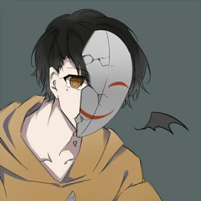 戴面具男生动漫头像图片