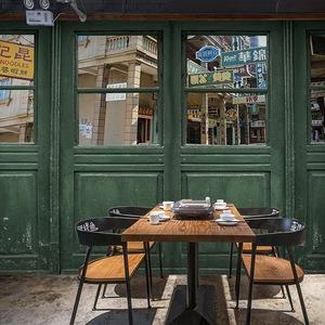 3d立体怀旧门窗墙纸复古欧式街景建筑火锅店港式茶餐厅奶茶店壁纸