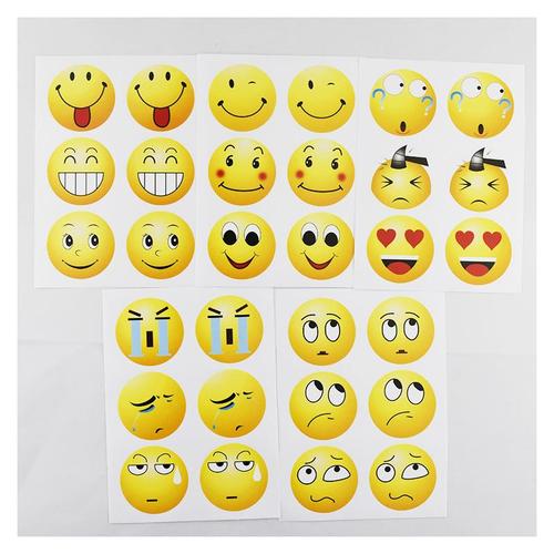 qq表情贴纸创意趣味回忆标签不干胶贴纸卡通大笑脸哭脸贴纸35mm
