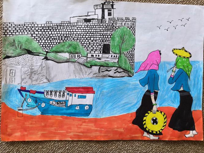 该图为高二十一班郑海峰同学作品"海的女儿",寓意:惠安女临海屏风