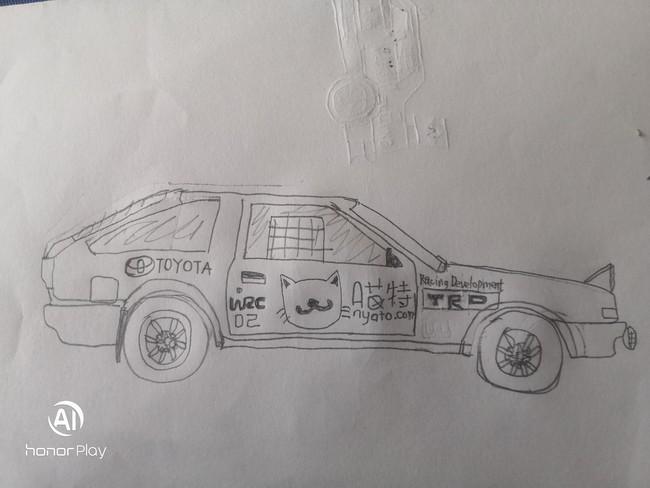 绘画丰田turneosprinterae86拉力赛车