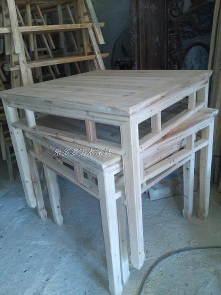 传统实木八仙桌餐桌高桌四方桌仿古桌大板凳桌演出舞蹈榫卯杉木桌