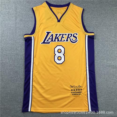 nba球衣批发 代发 湖人队8号 科比球衣 刺绣款 篮球服