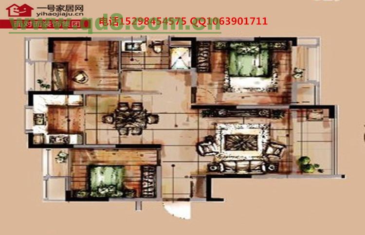 扬州橡树湾110平三室两厅装修效果图-扬州面对面装饰