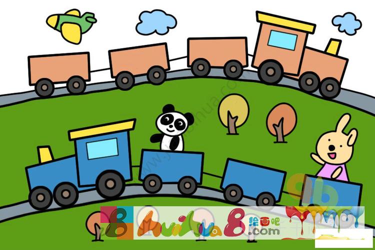 小动物坐着火车去游玩 沿途的风景真美丽小老鼠拉着南瓜车简笔画 我是