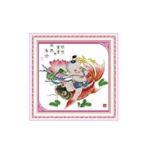 恋美印布十字绣 60076-r113年年有余(福娃版)(图案印在布上无需画格)