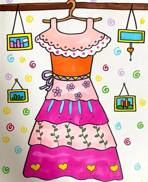 儿童创意画 漂亮的连衣裙_连衣裙_儿童创意画_儿童画