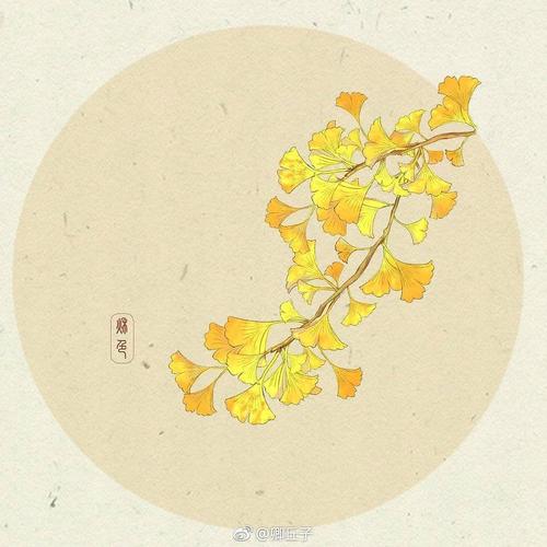 长安秋色 去古观音禅寺玩了一圈 就想把银杏叶画出来 原创  -  插画