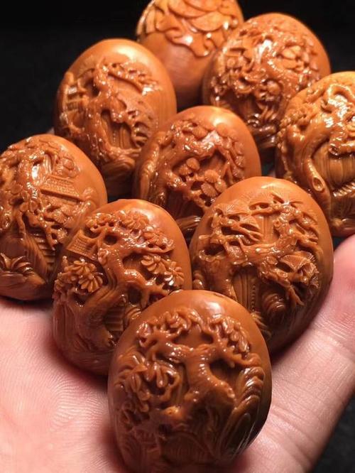 一休阁核雕:传世藏品严根华大师作品(极品四花-风景群仙祝寿