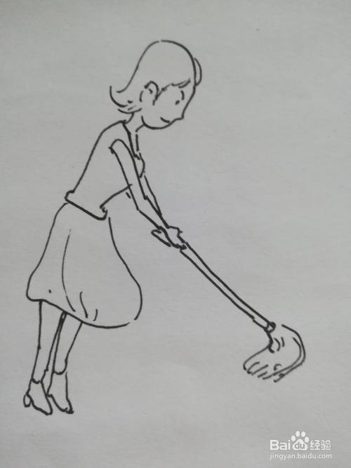 长头发妈妈走路简笔画