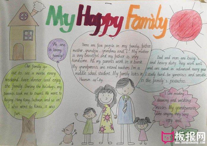 英语手抄报图片大全,我的幸福家庭