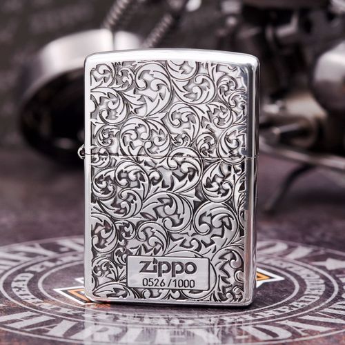 正品zippo 日版 限量版镀银熏旧唐草(中下标)bmsv-b