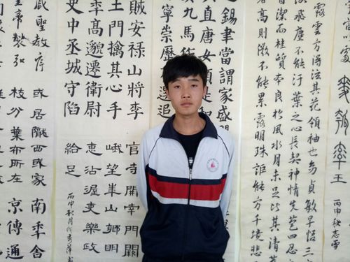 石振飞,男,毕业于康乐县第二中学,2017年书法校考湖南人文科技学院