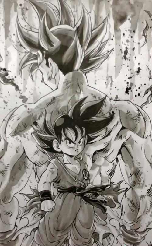 龙珠:国内大佬手绘各形态的孙悟空,超赛2那身肌肉太帅