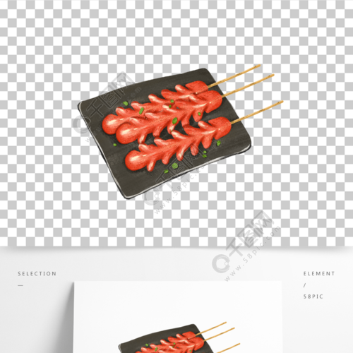烤肠烧烤卡通手绘美食食物肉肠