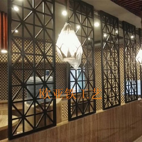 欧式中式客厅铁艺隔断玄关 餐厅简约铁艺屏风工业风花格 可以定做