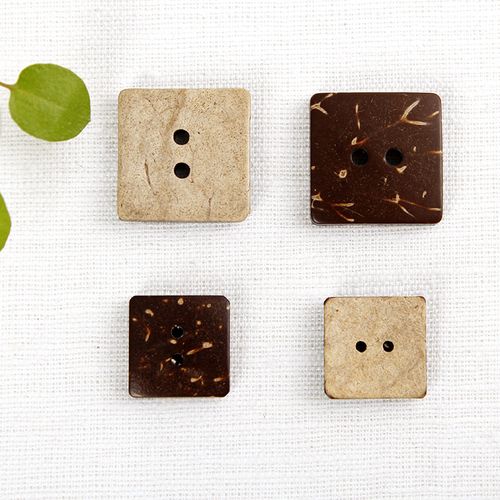 派子布艺 手作装饰扣子 团购正方形椰壳扣 zakka杂货风天然纽扣