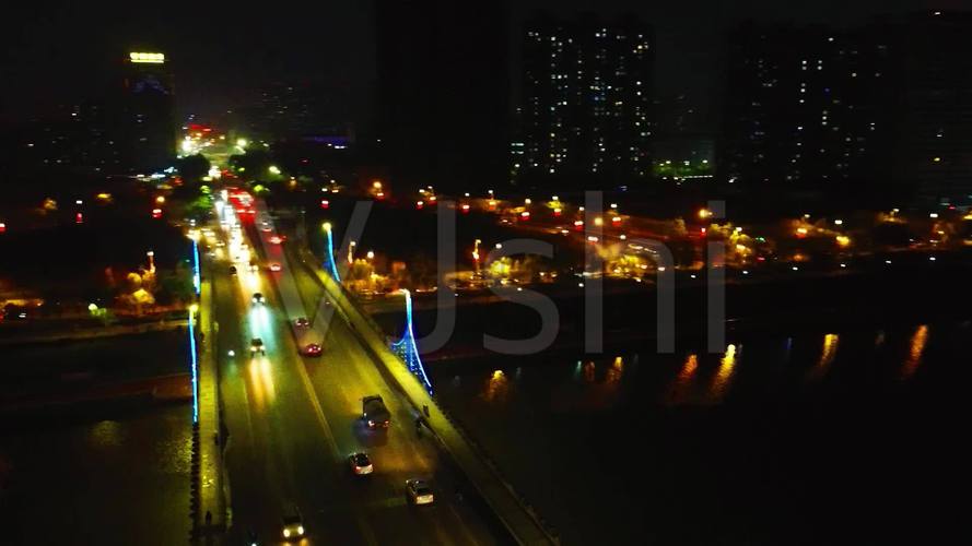 航拍美丽咸阳夜景咸阳三号桥夜景_1920x1080_高清视频