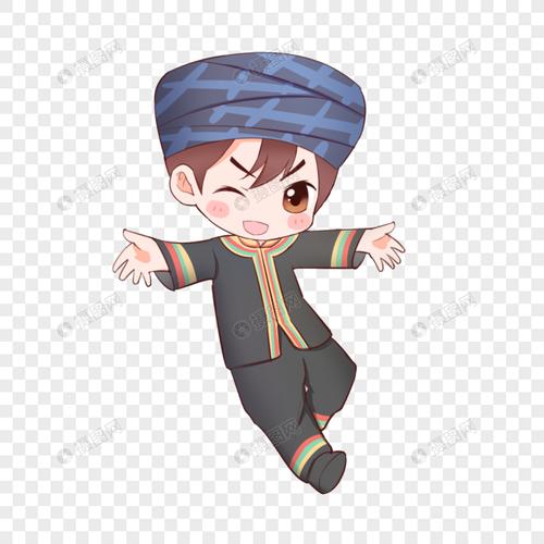 卡通少数民族布依族男孩插画