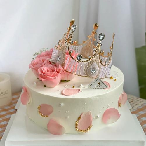 鲜花皇冠女士情侣送女神生日蛋糕