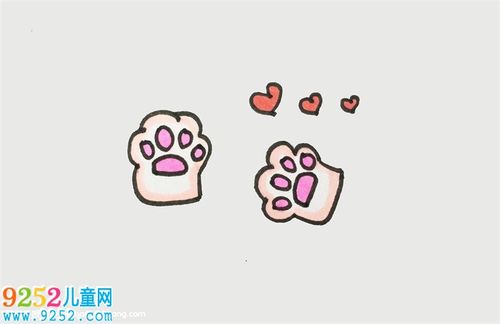 猫爪画法可爱 小猫简笔画