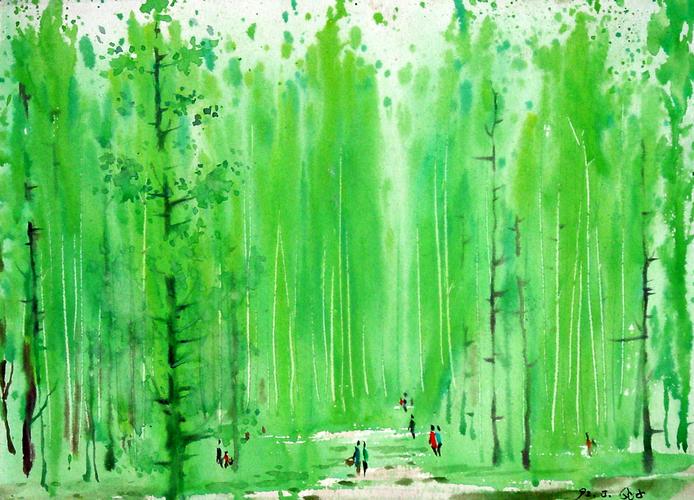 踏春(水彩) - 赵建国水彩画 - 相册 - 西部风云 - 雅昌博客频道