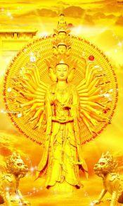 发金光的金身千手观音菩萨闪光像手机壁纸高清
