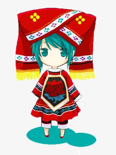 壮族卡通女孩元素