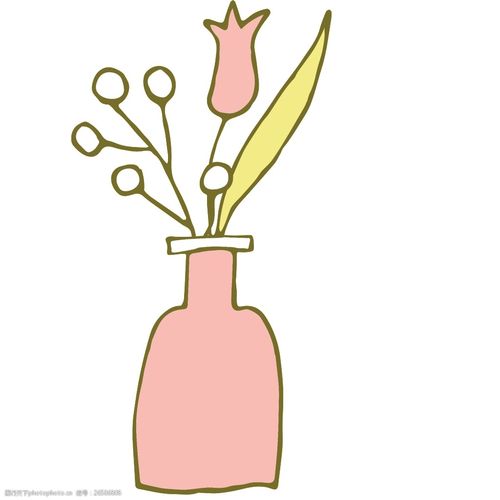 唯美卡通花瓶插花素材